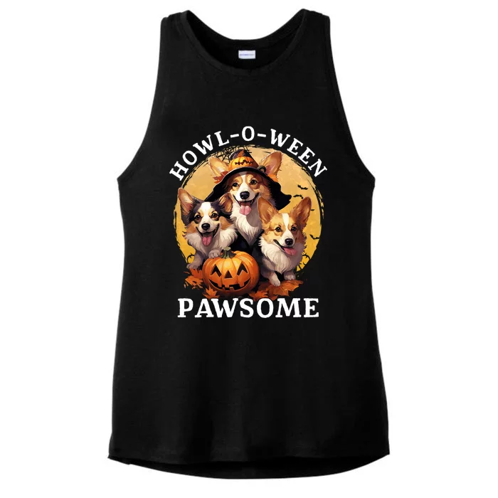 Happy Halloween Witch Welsh Corgi Dog HowlOWeen Pawsome Gift Ladies Tri-Blend Wicking Tank