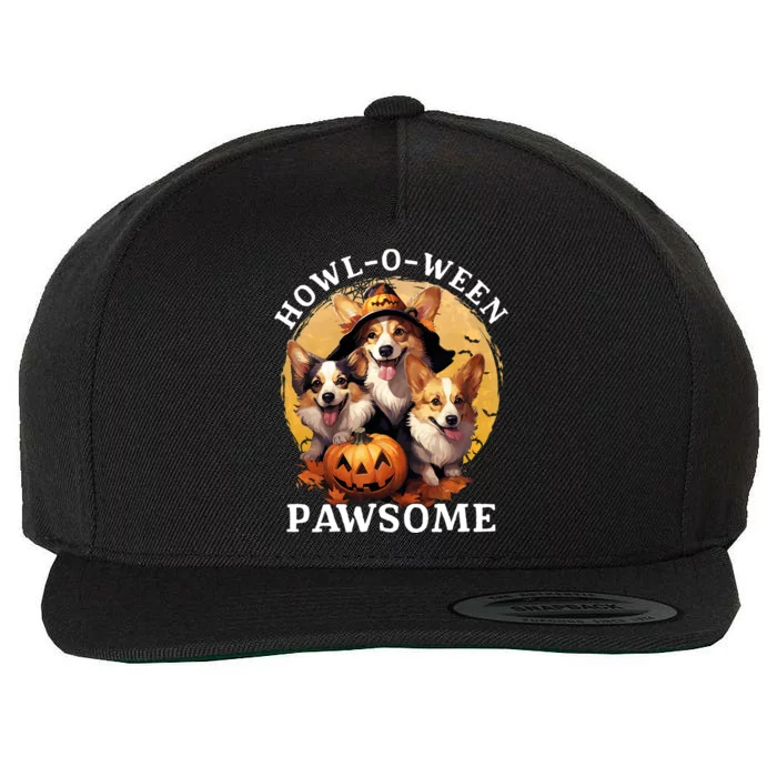 Happy Halloween Witch Welsh Corgi Dog HowlOWeen Pawsome Gift Wool Snapback Cap