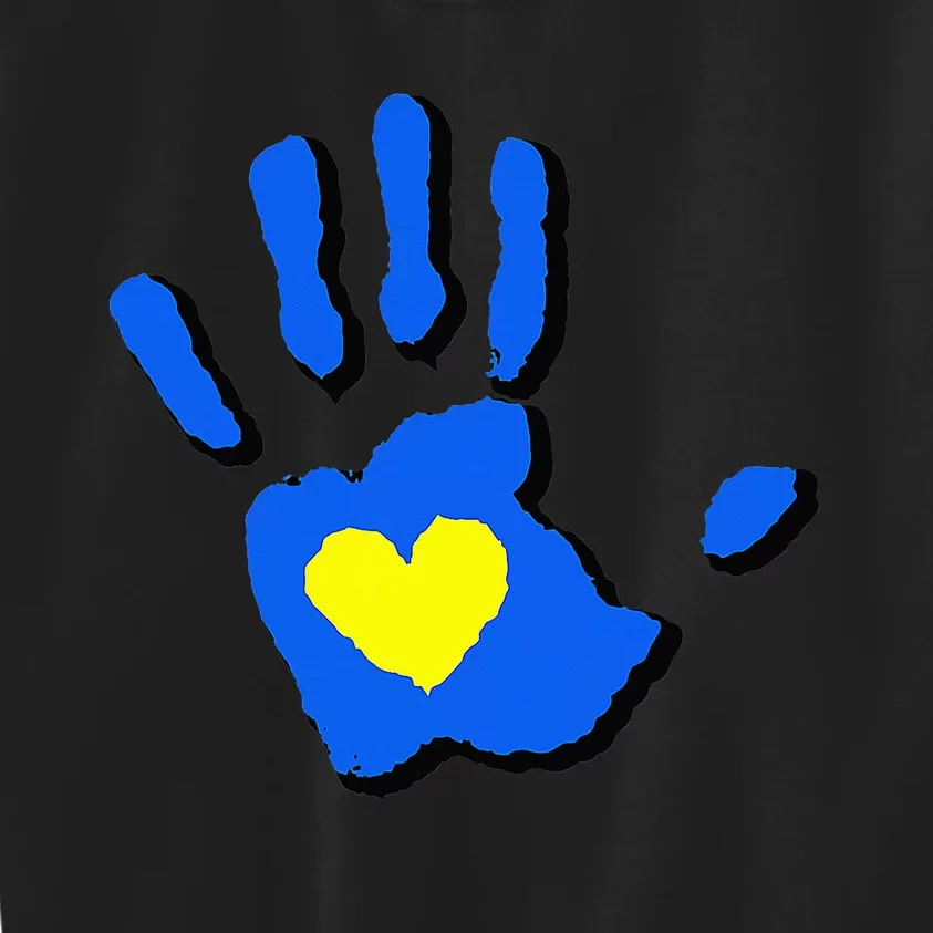 Hand Heart World Down Syndrome Day Kids Sweatshirt