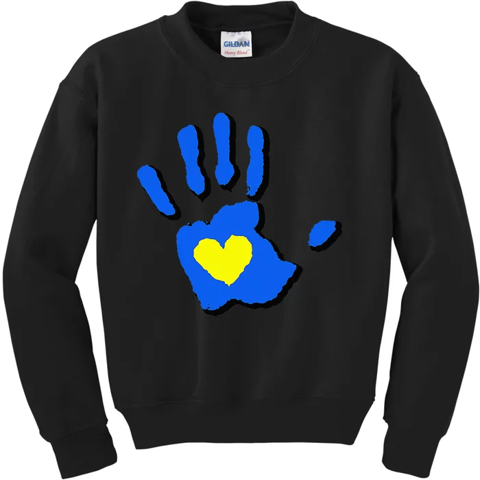 Hand Heart World Down Syndrome Day Kids Sweatshirt