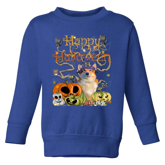 Happy Halloween Witch Corgi Pumpkin Black Cat JackOLantern Cool Gift Toddler Sweatshirt