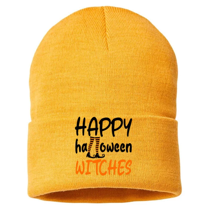 Happy Halloween Witches Cute Sustainable Knit Beanie