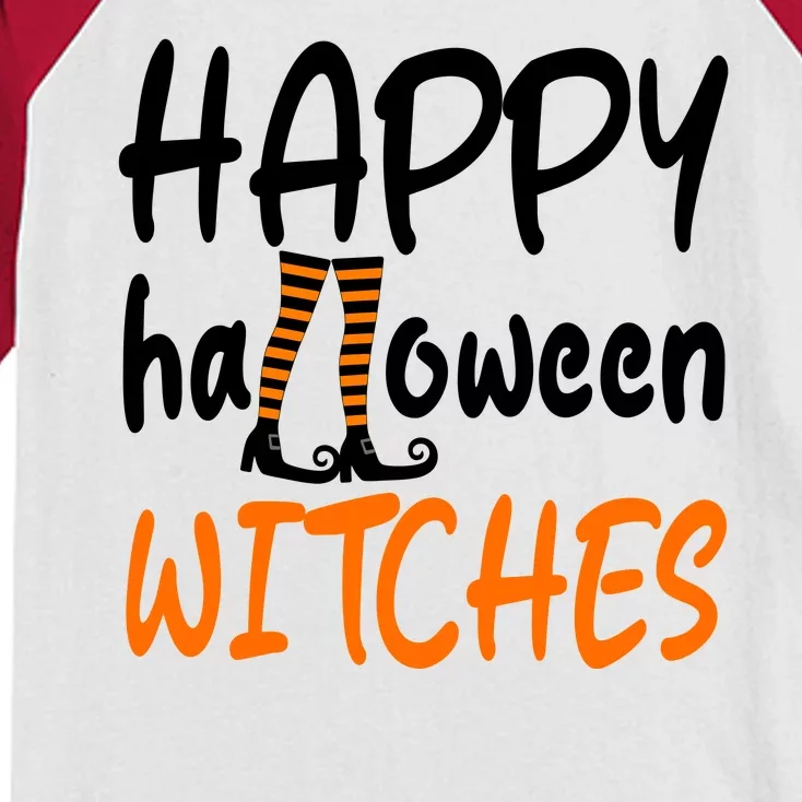 Happy Halloween Witches Cute Kids Colorblock Raglan Jersey