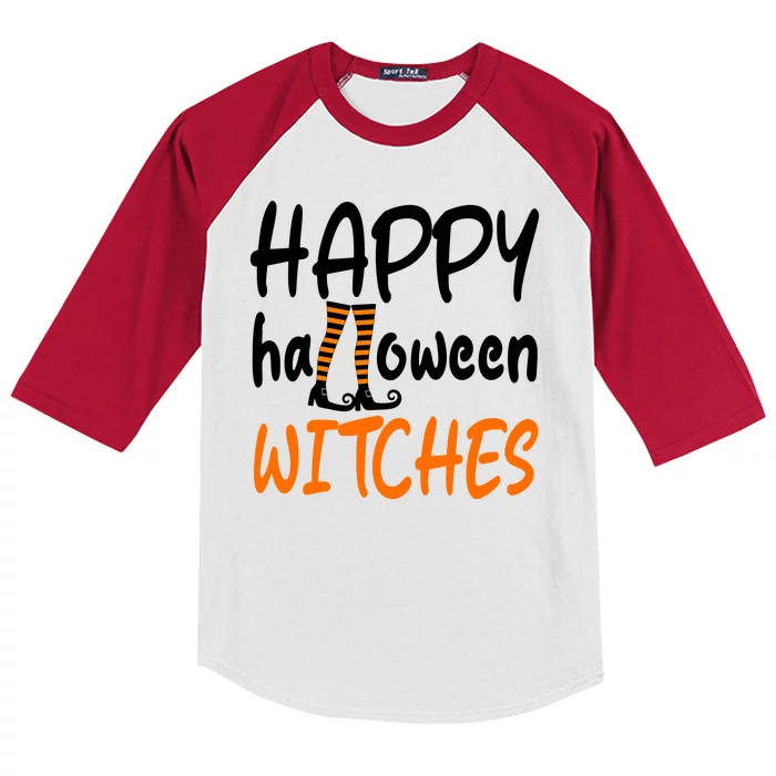 Happy Halloween Witches Cute Kids Colorblock Raglan Jersey