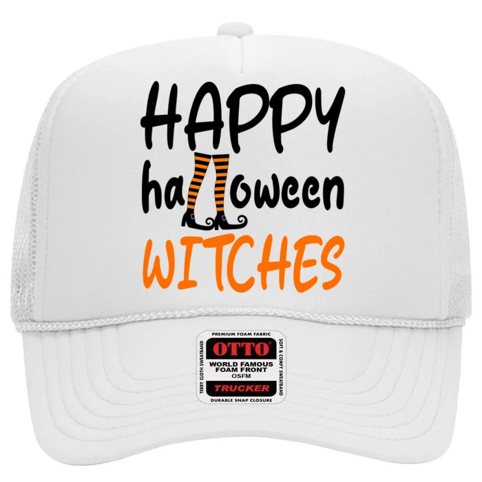 Happy Halloween Witches Cute High Crown Mesh Trucker Hat