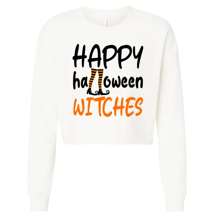 Happy Halloween Witches Cute Cropped Pullover Crew