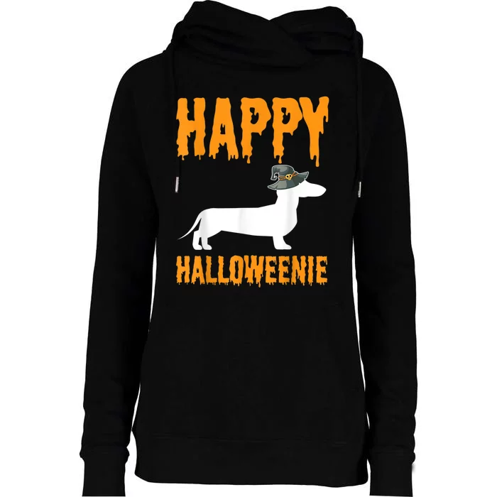 Happy Halloweiner Wiener Dog Costume Dachshund Halloween Womens Funnel Neck Pullover Hood