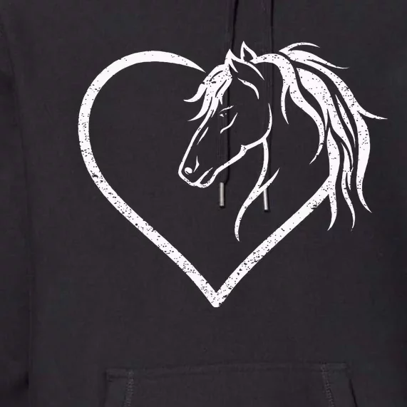 Horse Head With A Heart Riding Horse Premium Hoodie