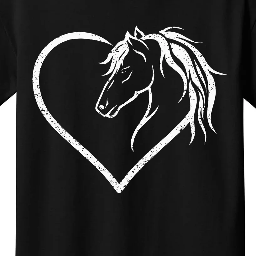 Horse Head With A Heart Riding Horse Kids T-Shirt