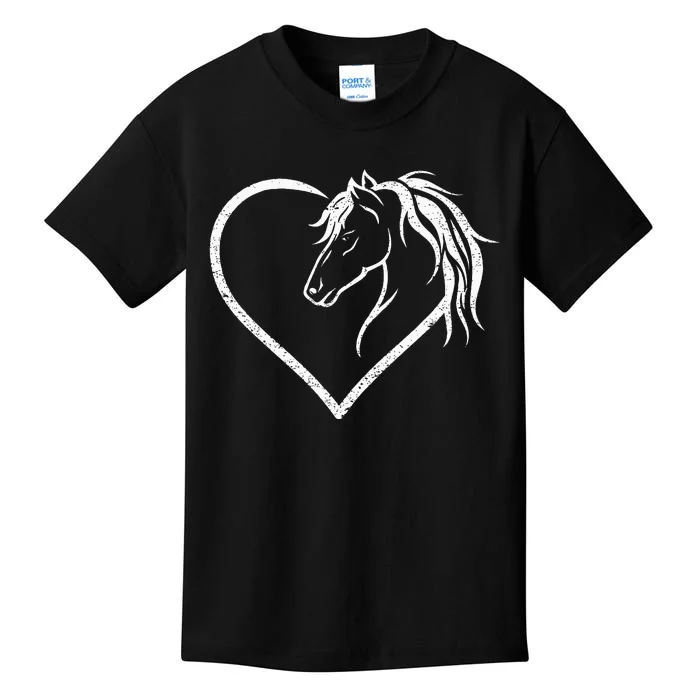 Horse Head With A Heart Riding Horse Kids T-Shirt