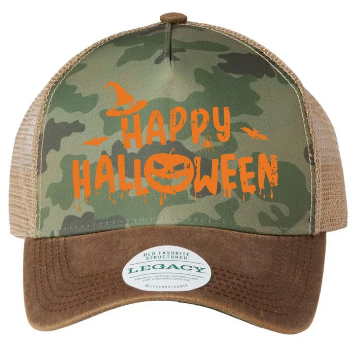 Happy Halloween With Scary Pumpkin Face And Witch Hat Legacy Tie Dye Trucker Hat