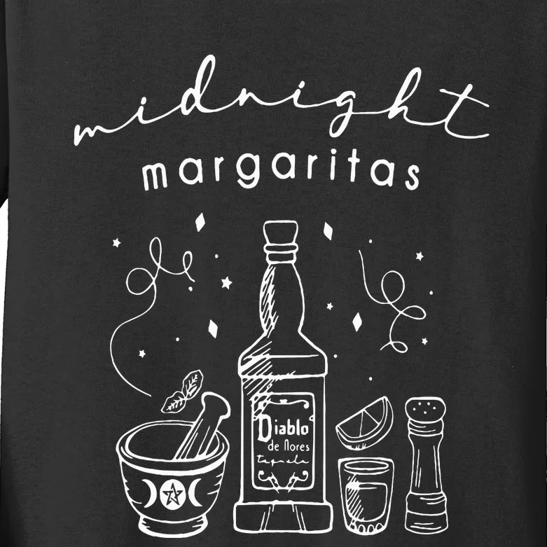 Hilarious Halloween Witch Party with Midnight Margaritas Kids Long Sleeve Shirt