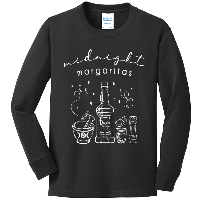 Hilarious Halloween Witch Party with Midnight Margaritas Kids Long Sleeve Shirt