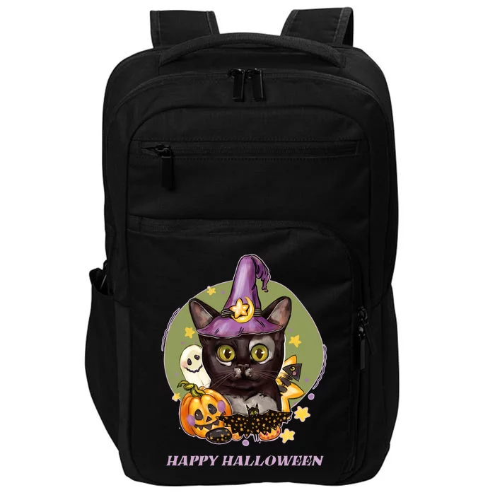 Happy Halloween Witchy Kitty Design Impact Tech Backpack