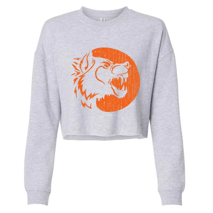 Halloween Howling Werewolf Fangs Pumpkin JackOLantern Cropped Pullover Crew