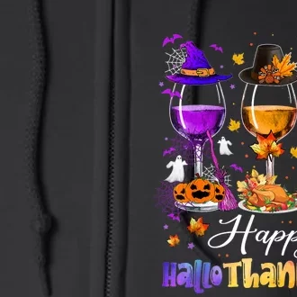 Happy Hallothanksmas Wine Glasses Halloween Merry Christmas Full Zip Hoodie