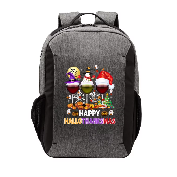 Happy Hallothanksmas Wine Glasses Witch Santa Hat Pumpkin Gift Vector Backpack