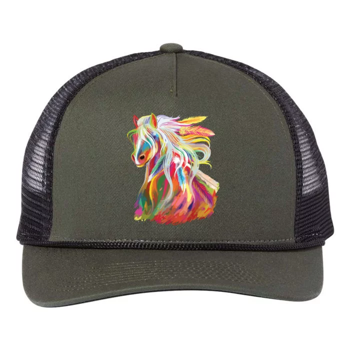 Horse Head Watercolor Equestrian Retro Rope Trucker Hat Cap