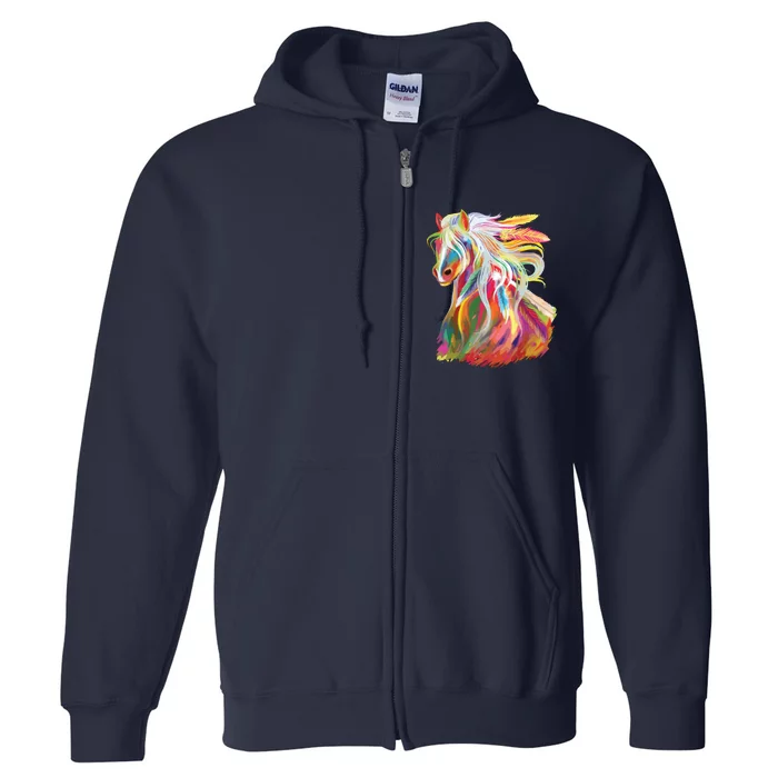 Horse Head Watercolor Equestrian Full Zip Hoodie