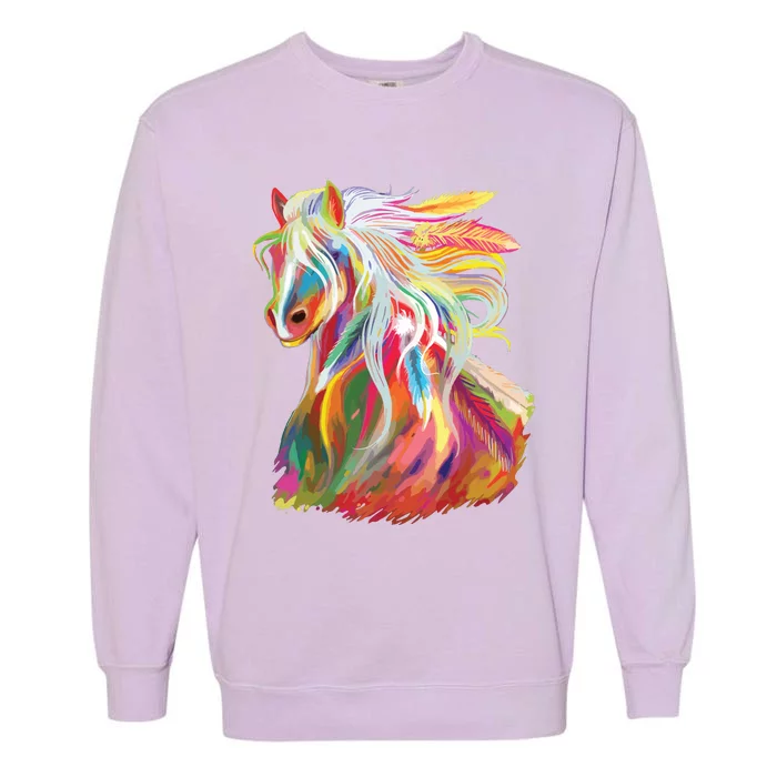 Horse Head Watercolor Equestrian Garment-Dyed Sweatshirt