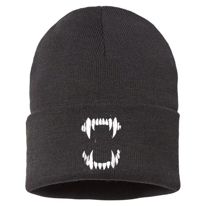 Halloween Horror Wolf Dog Vampire Monster Teeth Costume Sustainable Knit Beanie