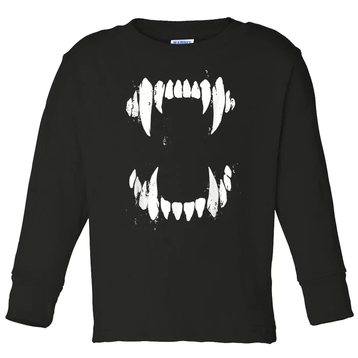 Halloween Horror Wolf Dog Vampire Monster Teeth Costume Toddler Long Sleeve Shirt