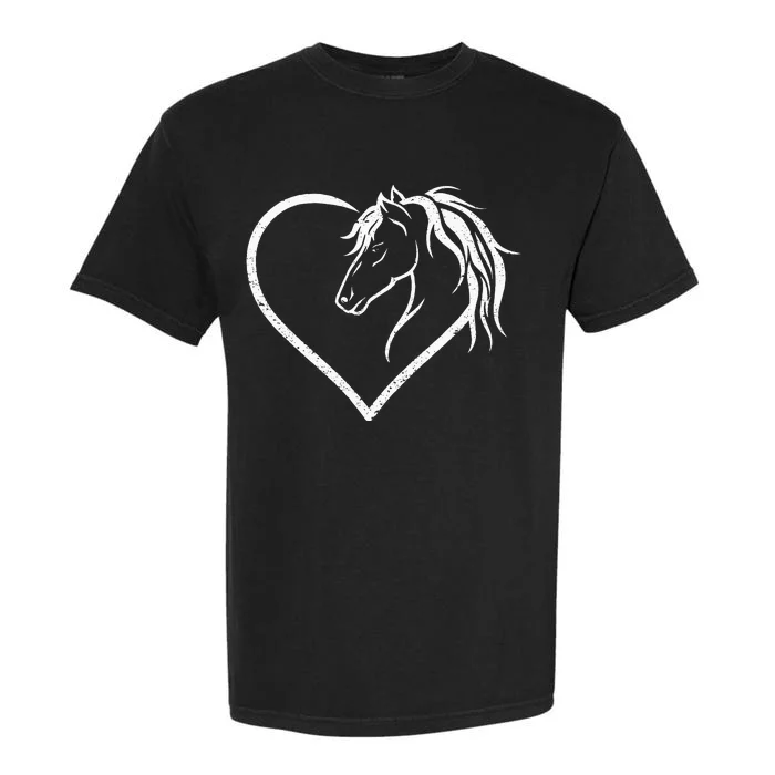 Horse Head With A Heart Riding Horse Garment-Dyed Heavyweight T-Shirt