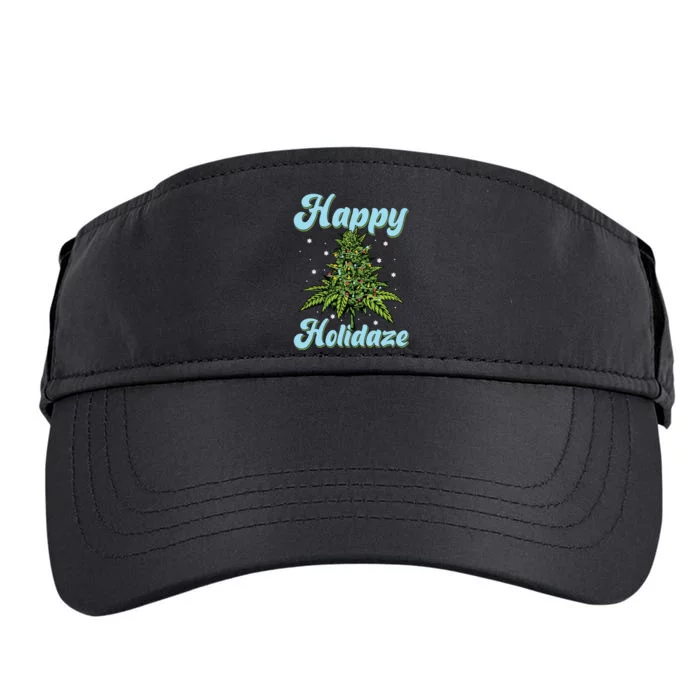 Happy Holidaze Weed Cannabis Christmas Trees Ugly Sweater Adult Drive Performance Visor