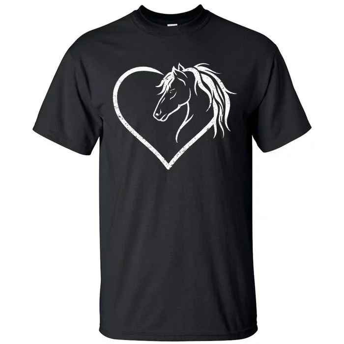 Horse Head With A Heart Riding Horse Tall T-Shirt