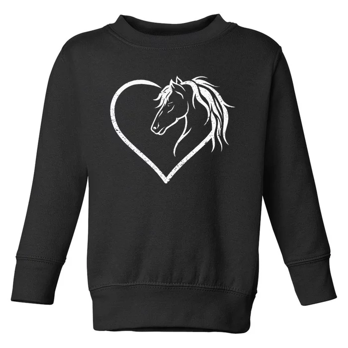 Horse Head With A Heart Riding Horse Toddler Sweatshirt