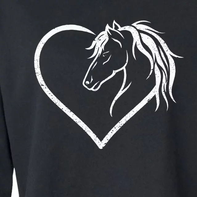 Horse Head With A Heart Riding Horse Cropped Pullover Crew