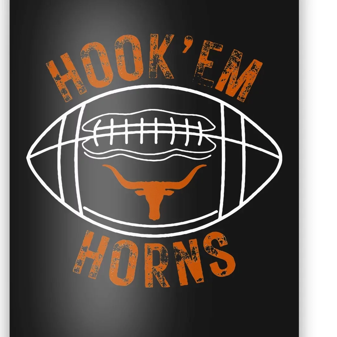 HookEm Horns With A Football And Bull With Horns Poster