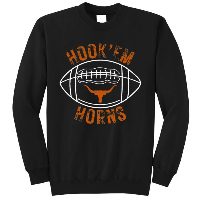 HookEm Horns With A Football And Bull With Horns Tall Sweatshirt