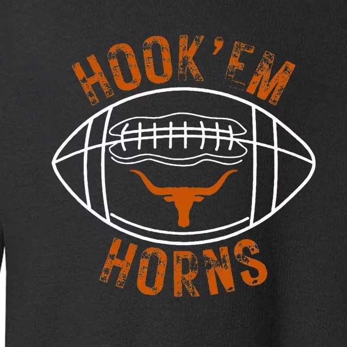 HookEm Horns With A Football And Bull With Horns Toddler Sweatshirt