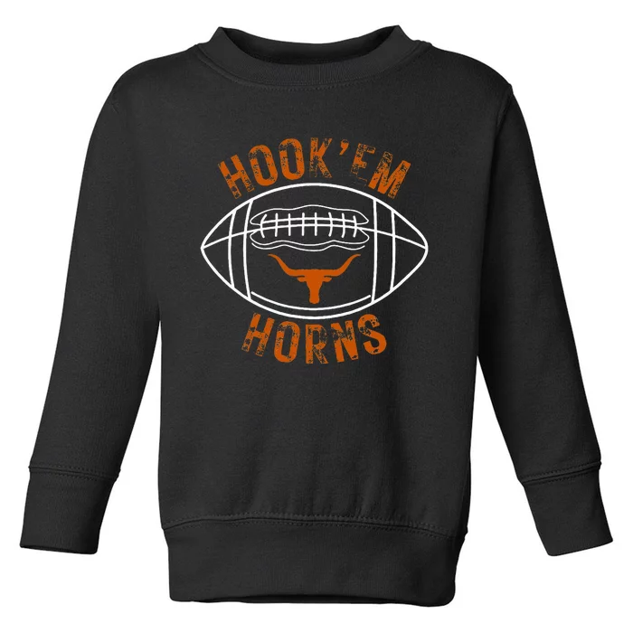 HookEm Horns With A Football And Bull With Horns Toddler Sweatshirt