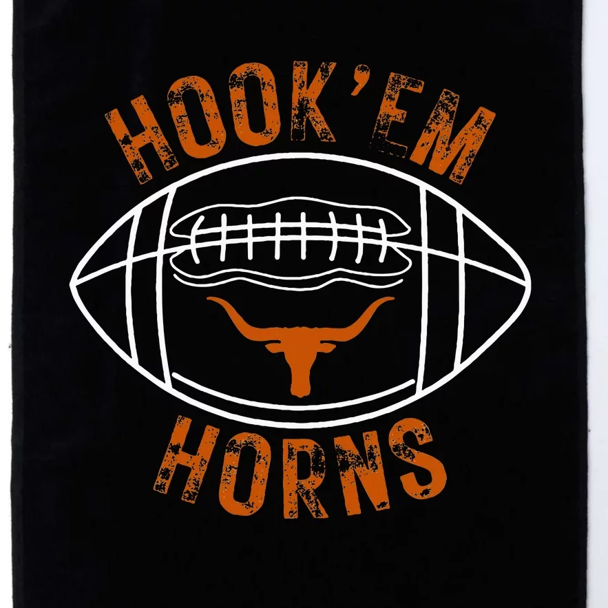 HookEm Horns With A Football And Bull With Horns Platinum Collection Golf Towel