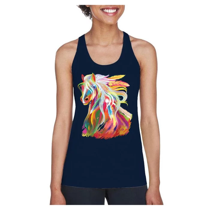 Horse Head Watercolor Equestrian Women's Racerback Tank