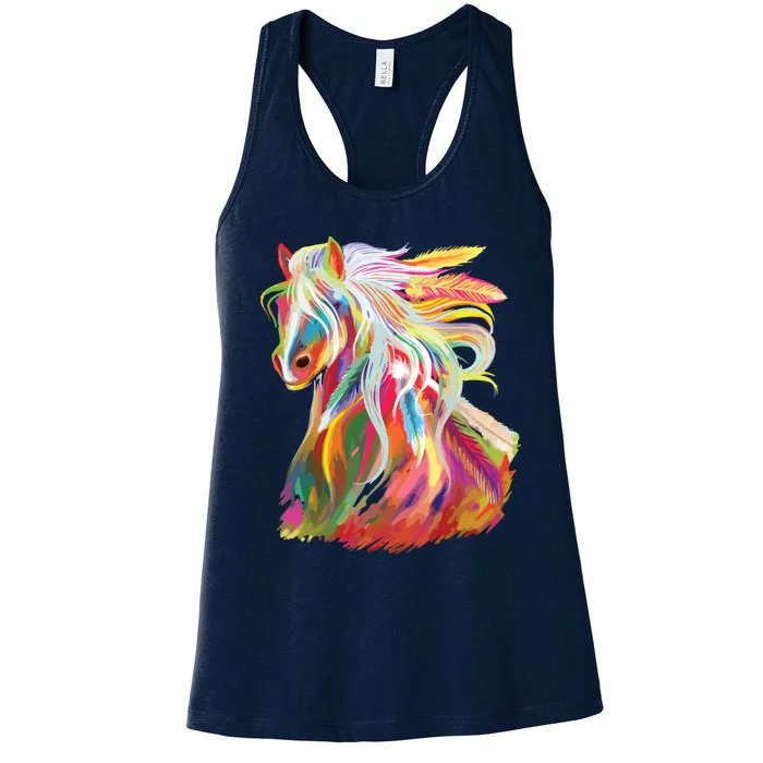 Horse Head Watercolor Equestrian Women's Racerback Tank