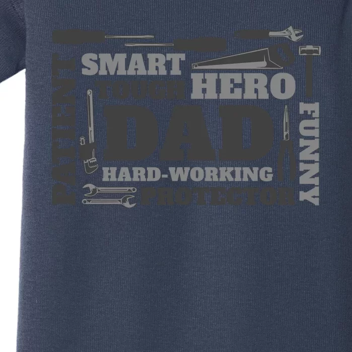 Hero Hard Working Dad Fathers Day Gift Baby Bodysuit