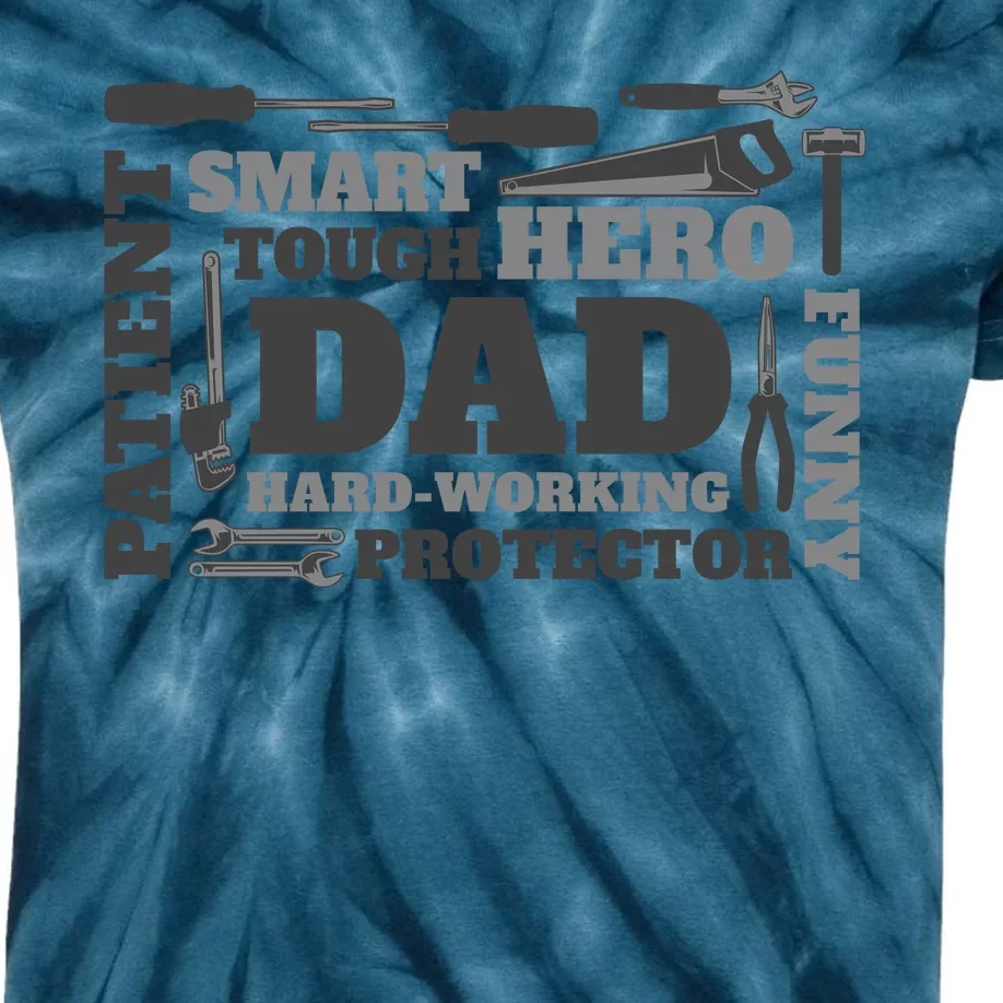 Hero Hard Working Dad Fathers Day Gift Kids Tie-Dye T-Shirt