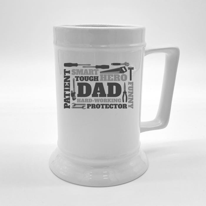 Hero Hard Working Dad Fathers Day Gift Front & Back Beer Stein