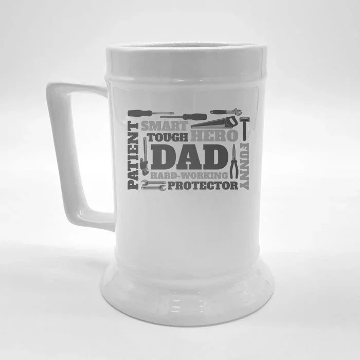 Hero Hard Working Dad Fathers Day Gift Front & Back Beer Stein