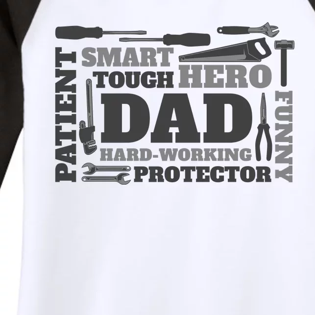 Hero Hard Working Dad Fathers Day Gift Women's Tri-Blend 3/4-Sleeve Raglan Shirt