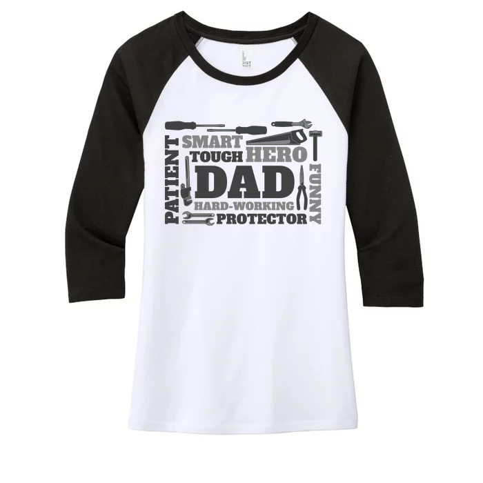 Hero Hard Working Dad Fathers Day Gift Women's Tri-Blend 3/4-Sleeve Raglan Shirt