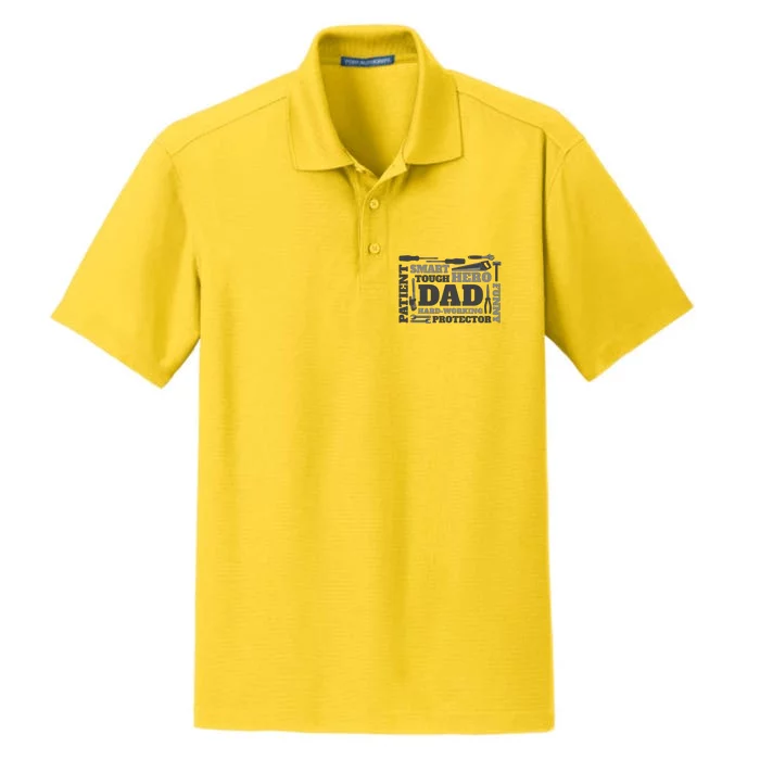 Hero Hard Working Dad Fathers Day Gift Dry Zone Grid Performance Polo