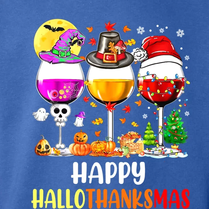 Happy Hallothanksmas Wine Glasses Wine Lover Toddler Hoodie