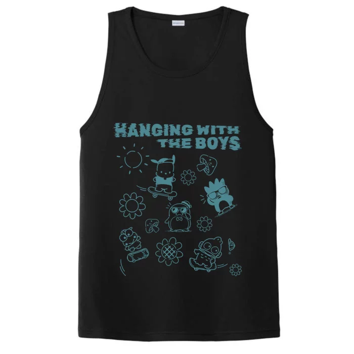 Hapidanbui Hanging With The Skateboarding Funny Gift Performance Tank