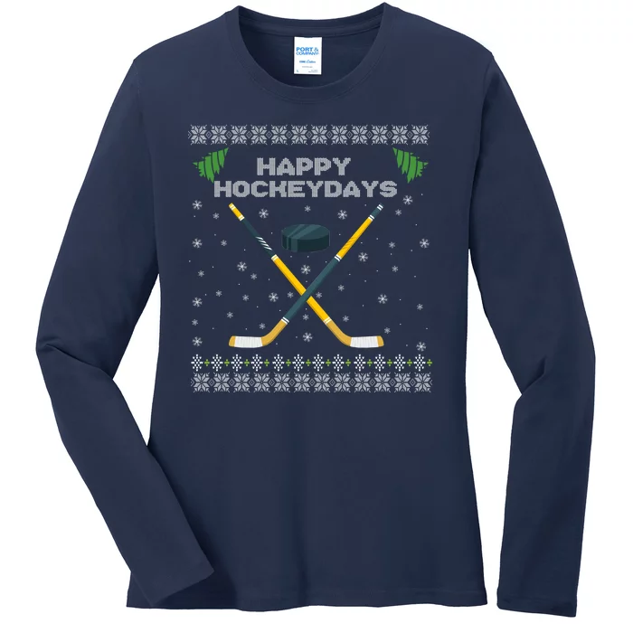 Happy Hockeydays Xmas For Lovers Ladies Long Sleeve Shirt