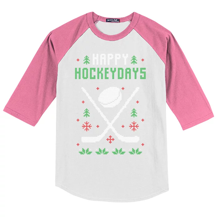 Happy Hockeydays Xmas For Lovers Kids Colorblock Raglan Jersey