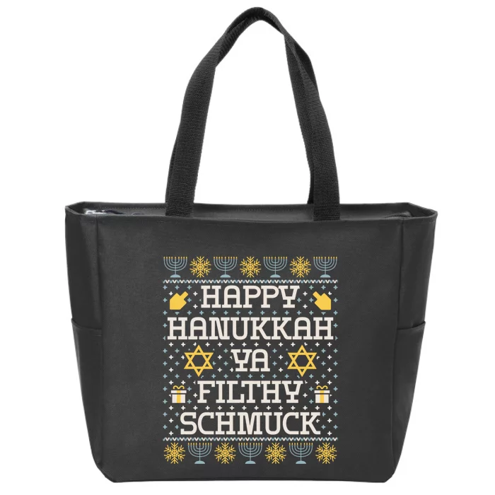 Happy Hanukkah Ya Filthy Schmuck, Funny Hanukkah Idea Zip Tote Bag